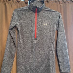 Under Armour Heathered Gray and Orange Pullover